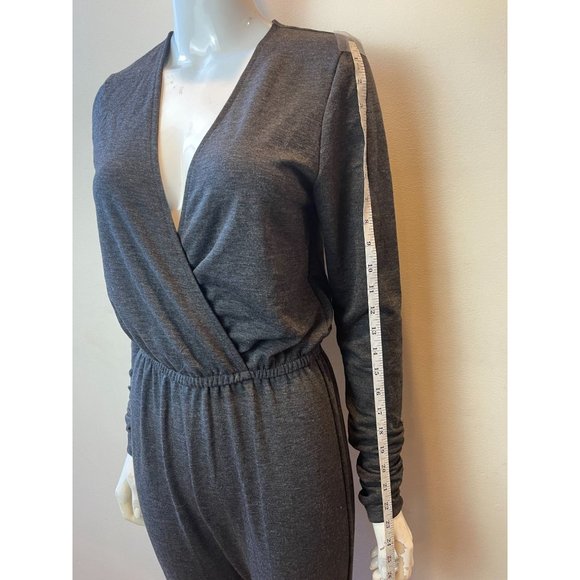 Ivin Ivin Womens Wrap Romper Jumpsuit Long Sleeve Ruched Tie Ankle Gray Size M - Picture 3 of 7